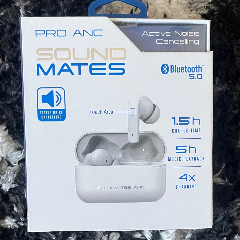 ANC White Bluetooth Earbuds